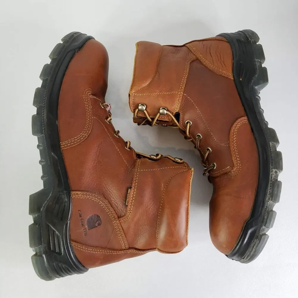 Carhartt Work Boots 6-inch Waterproof Comp Toe Mens Size 14 M Brown Leather